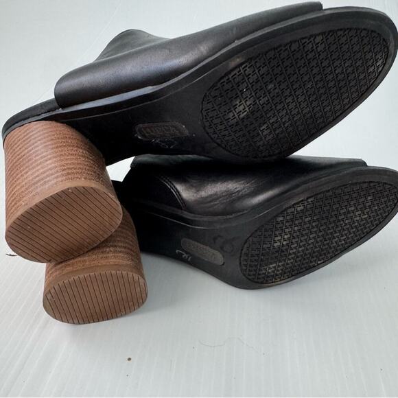 Luca Lane Hilaire leather upper stacked heel peep toe slipon shoes black size 10 - Picture 9 of 12